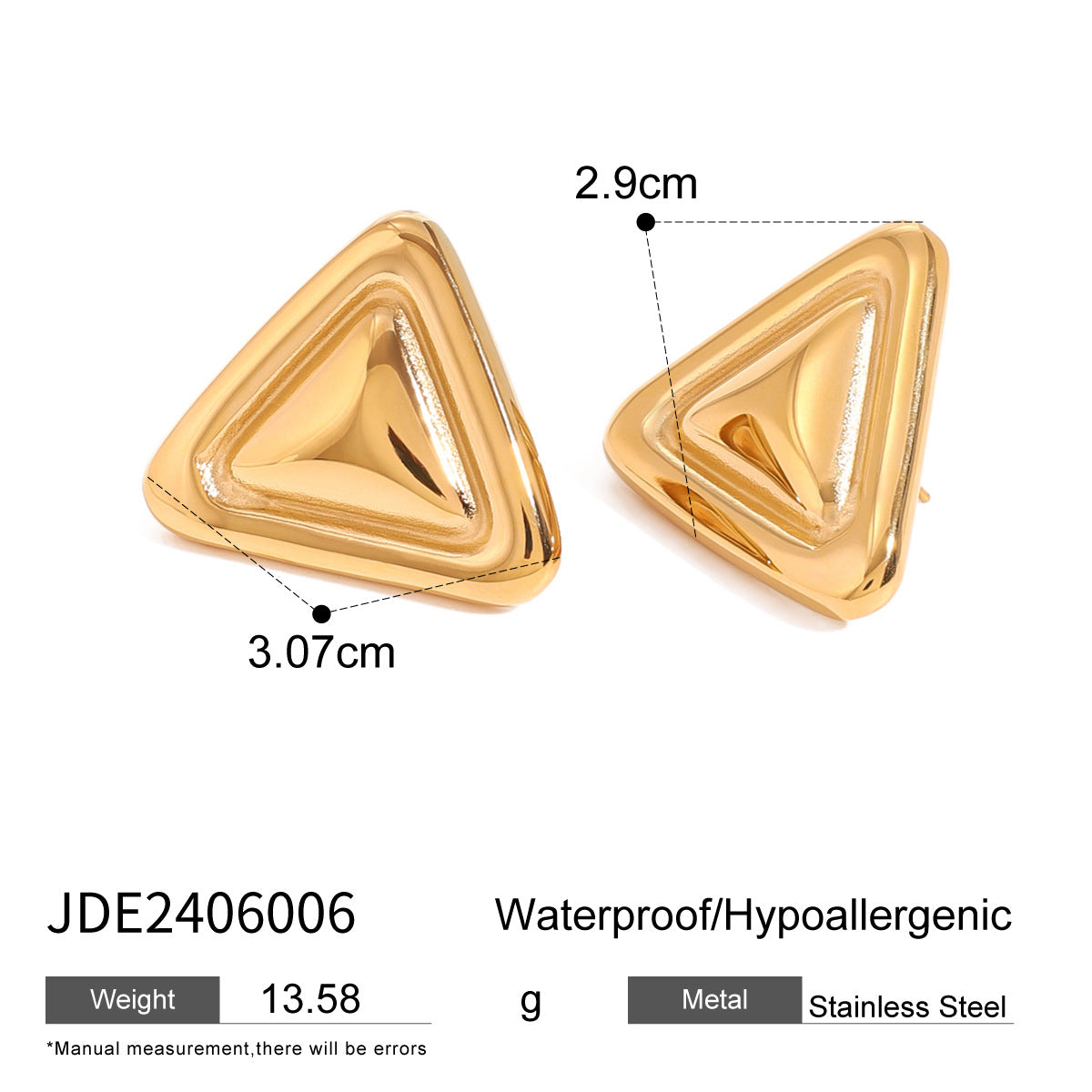 Gold Plated Stainless Steel Triangle Geometric Pendant Necklace for Women
