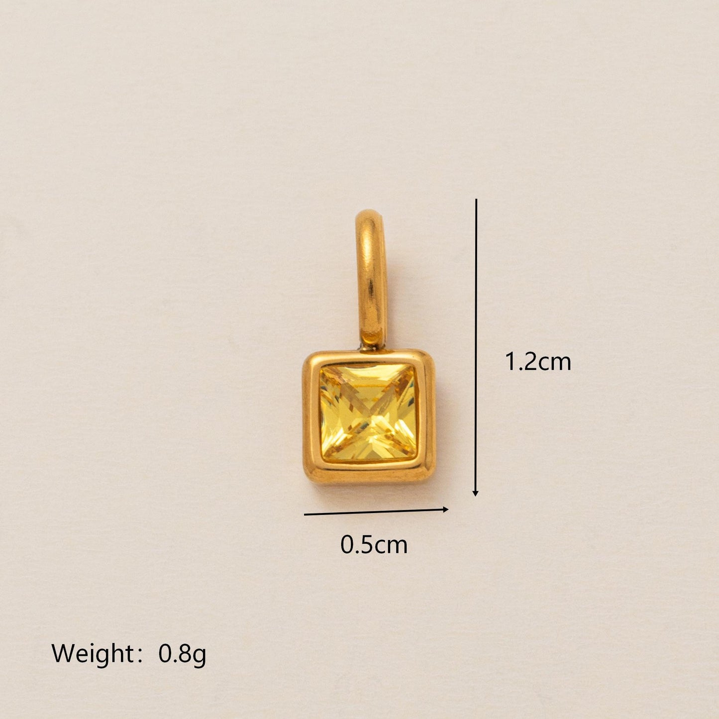 Minimalist Square Titanium Steel Pendant with Cubic Zirconia Inlay DIY Charm Bar Necklace for Women