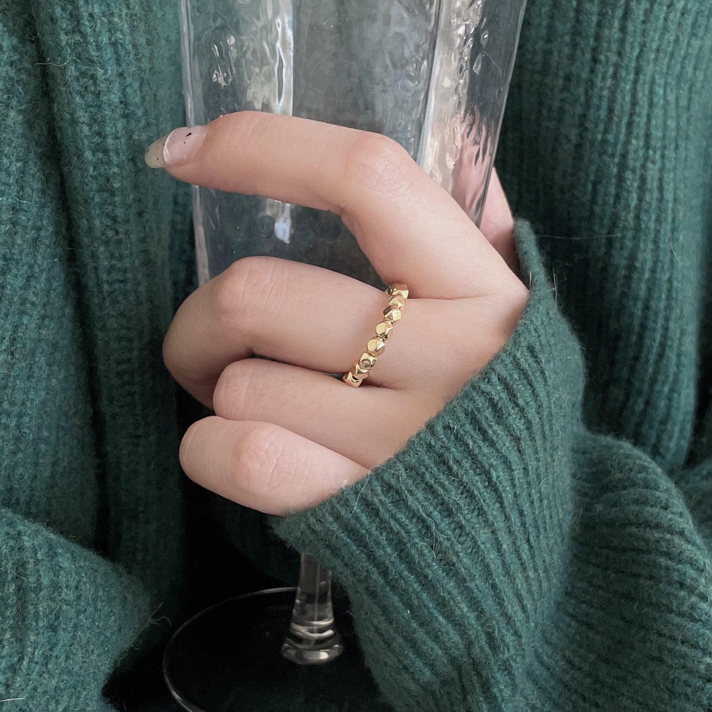 Anillo de plata de ley S925 geométrico minimalista para mujer con diseño de banda limpia