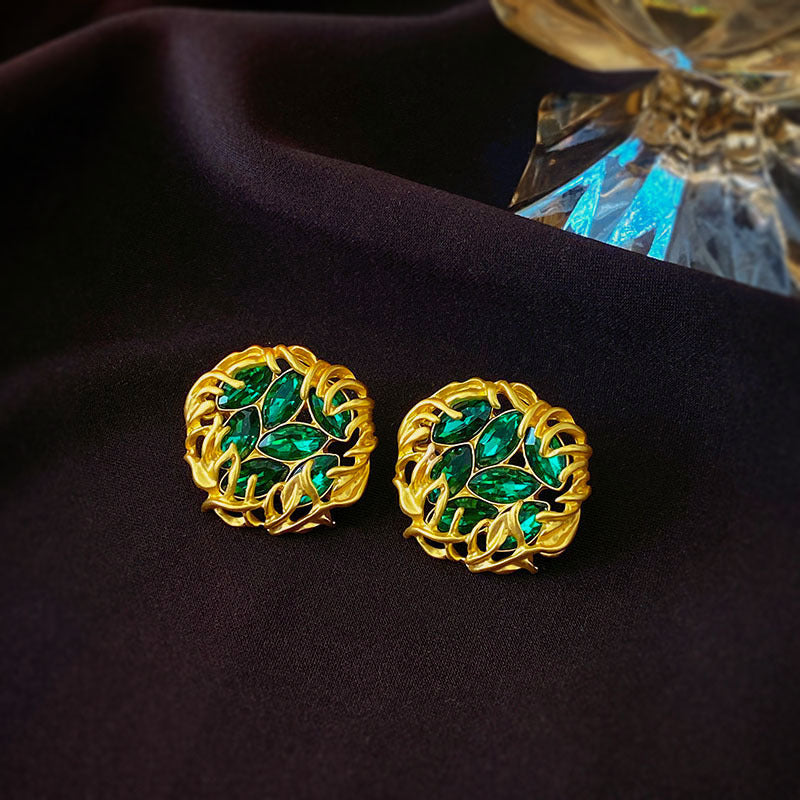 Orecchini a perno vintage in lega a forma di goccia con intarsio in strass e perni in acciaio inossidabile da donna