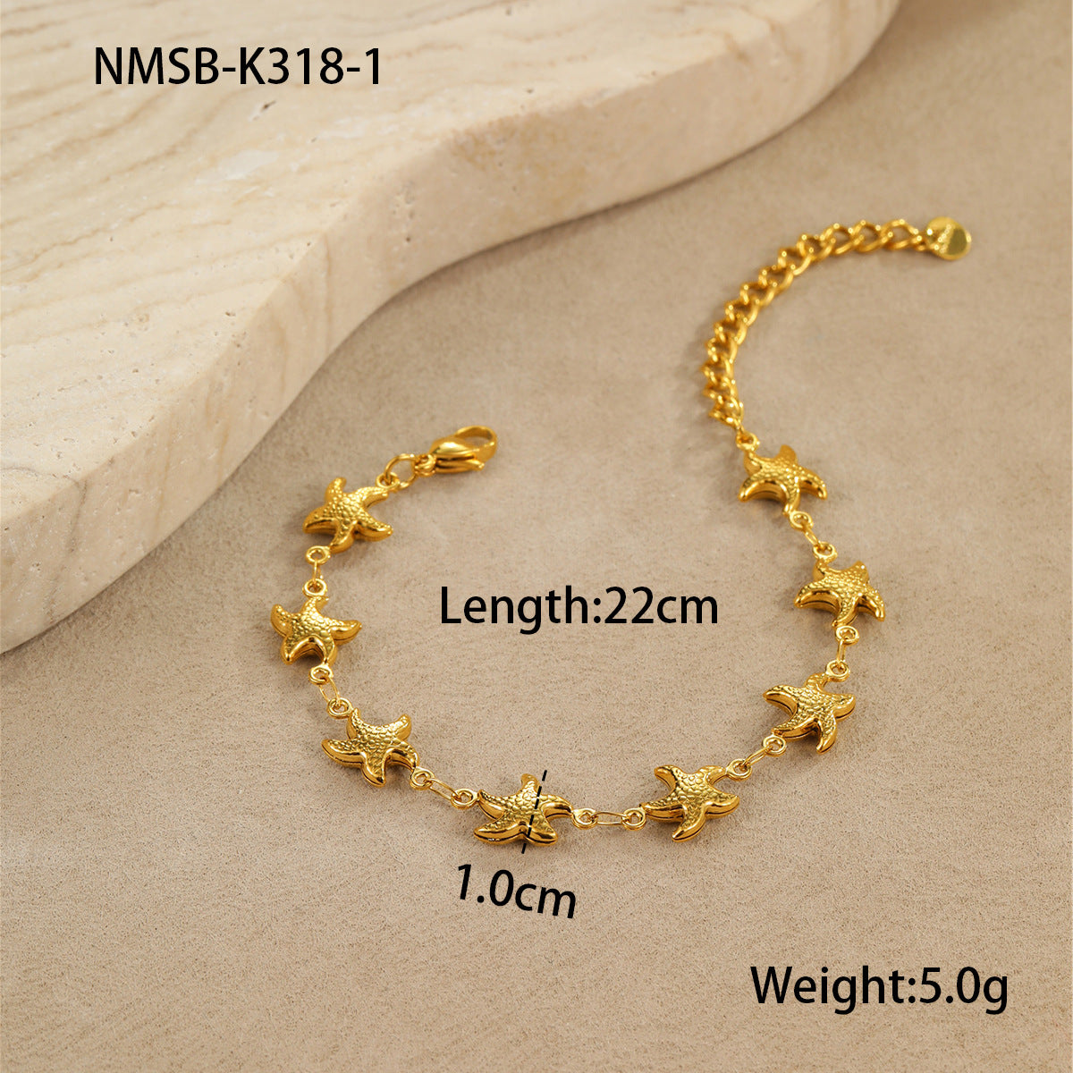 Fashionable Ocean-Inspired Hollow Star Shell Heart Stainless Steel Bracelet with Plating Finish for Women