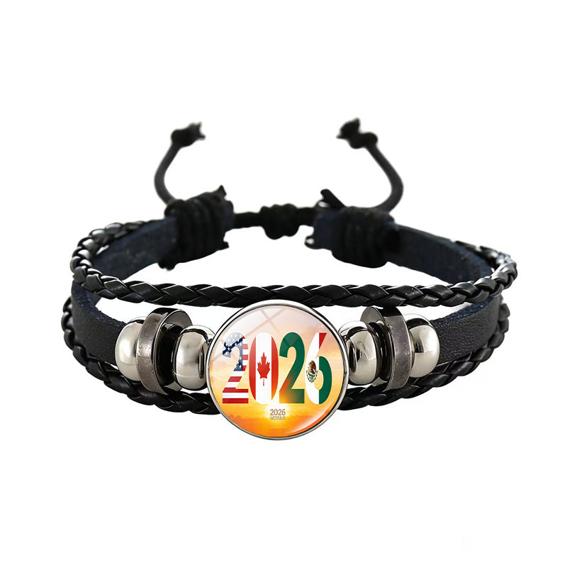 Sporty Geometric Braided Leather Bracelet Unisex Adjustable Hand Rope