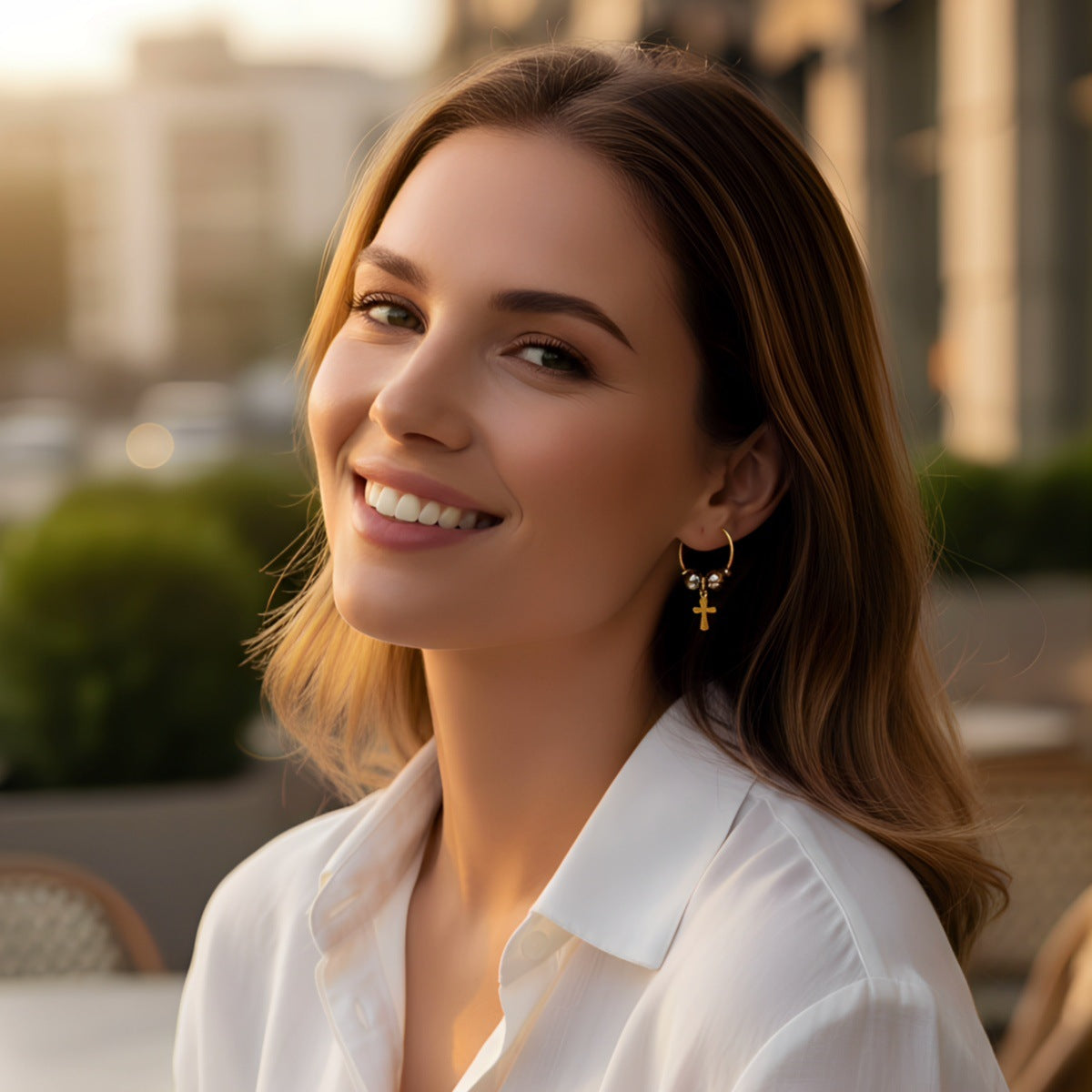 Minimalist Punk Cross Plated Alloy Earrings for Women