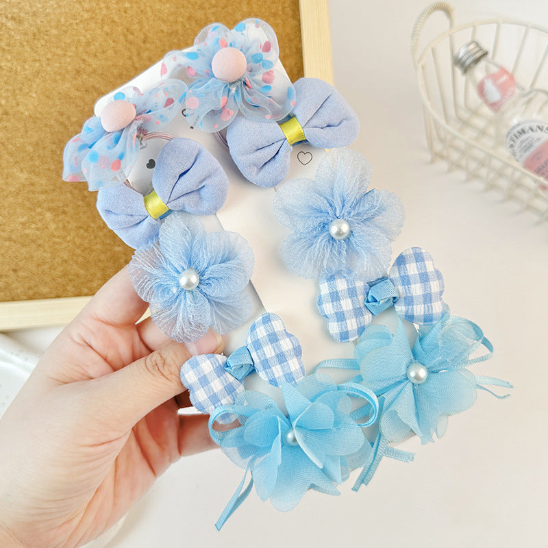 Lindas pinzas para el cabello de niña con forma de lazo y estampado floral hechas de tela de tul para trajes estilo Hanfu
