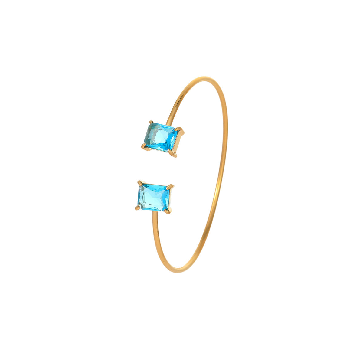 Minimalist Square Zircon Stainless Steel Bracelet with 18K Gold Plating for Women