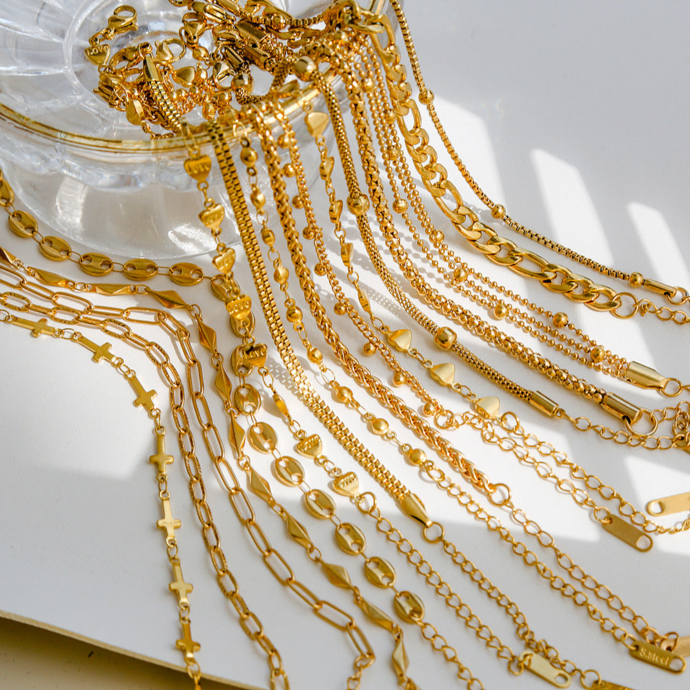 Bracciale da donna minimalista a rombi in acciaio al titanio con placcatura in oro 18 carati, accessorio di moda versatile