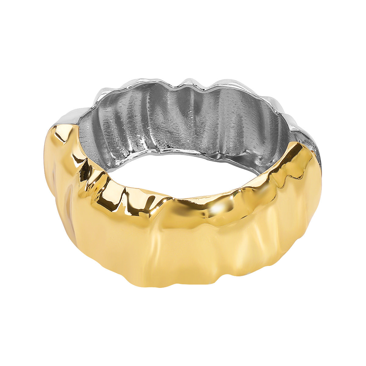 Brazalete rígido de metal texturizado geométrico vintage de aleación de zinc con acabado chapado