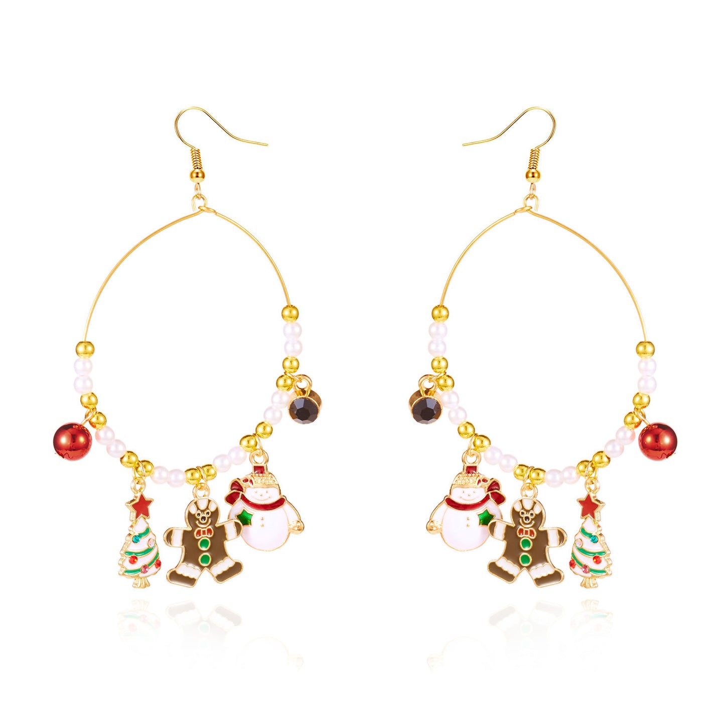 Pendientes de gancho con colgante de Papá Noel de Navidad exagerados con diamantes de imitación para mujer, chapados en aleación
