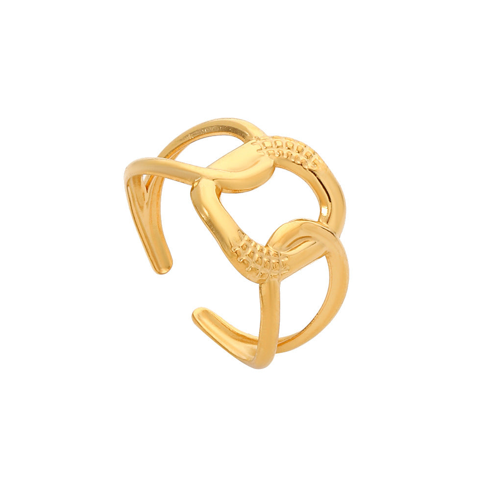 Minimalist Geometric Round Plated Titanium Steel Adjustable Open Ring Unisex
