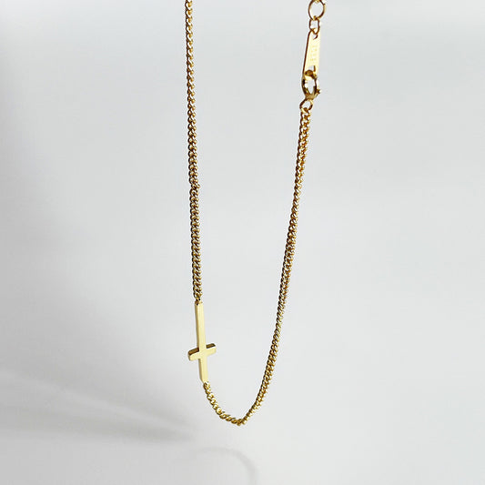 Collana da donna con ciondolo a croce geometrica minimalista in argento sterling 925
