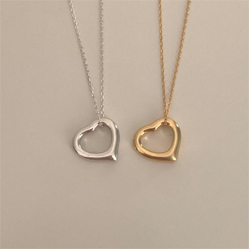 Minimalist Heart-Shaped 925 Sterling Silver Necklace with Rhodium Plating and Snake Chain for Women
