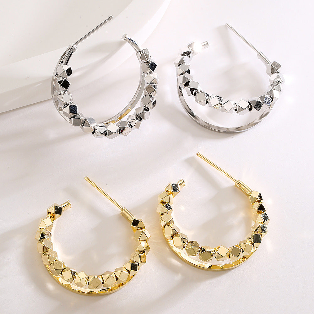 Minimalist Geometric Irregular Earrings for Women Copper Base with 14K Gold Plated Posts