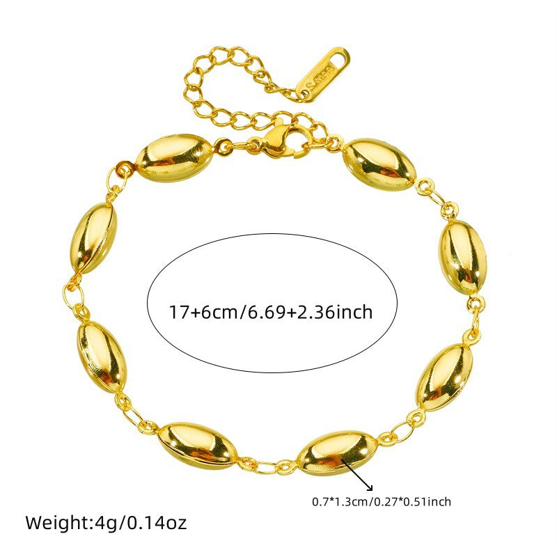 Minimalist Punk Geometric Oval Teardrop Plated Stainless Steel Bracelet