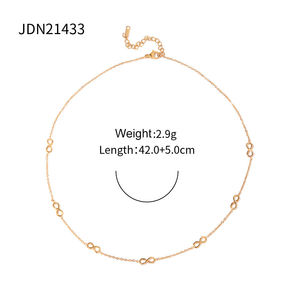 Minimalist Geometric Infinity Symbol Stainless Steel Bracelet with 18K Gold Plating Fashion Jewelry for Women