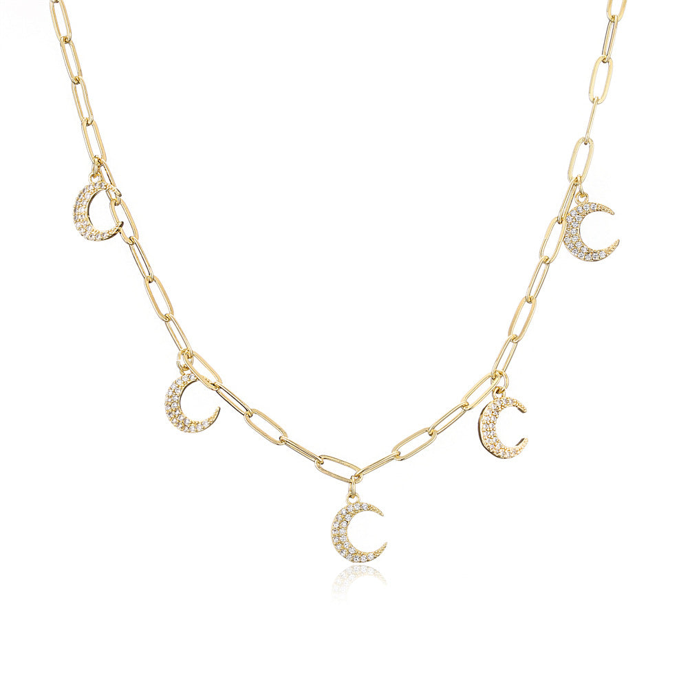 Geometric Gold Plated Brass Evil Eye Pendant Necklace for Women