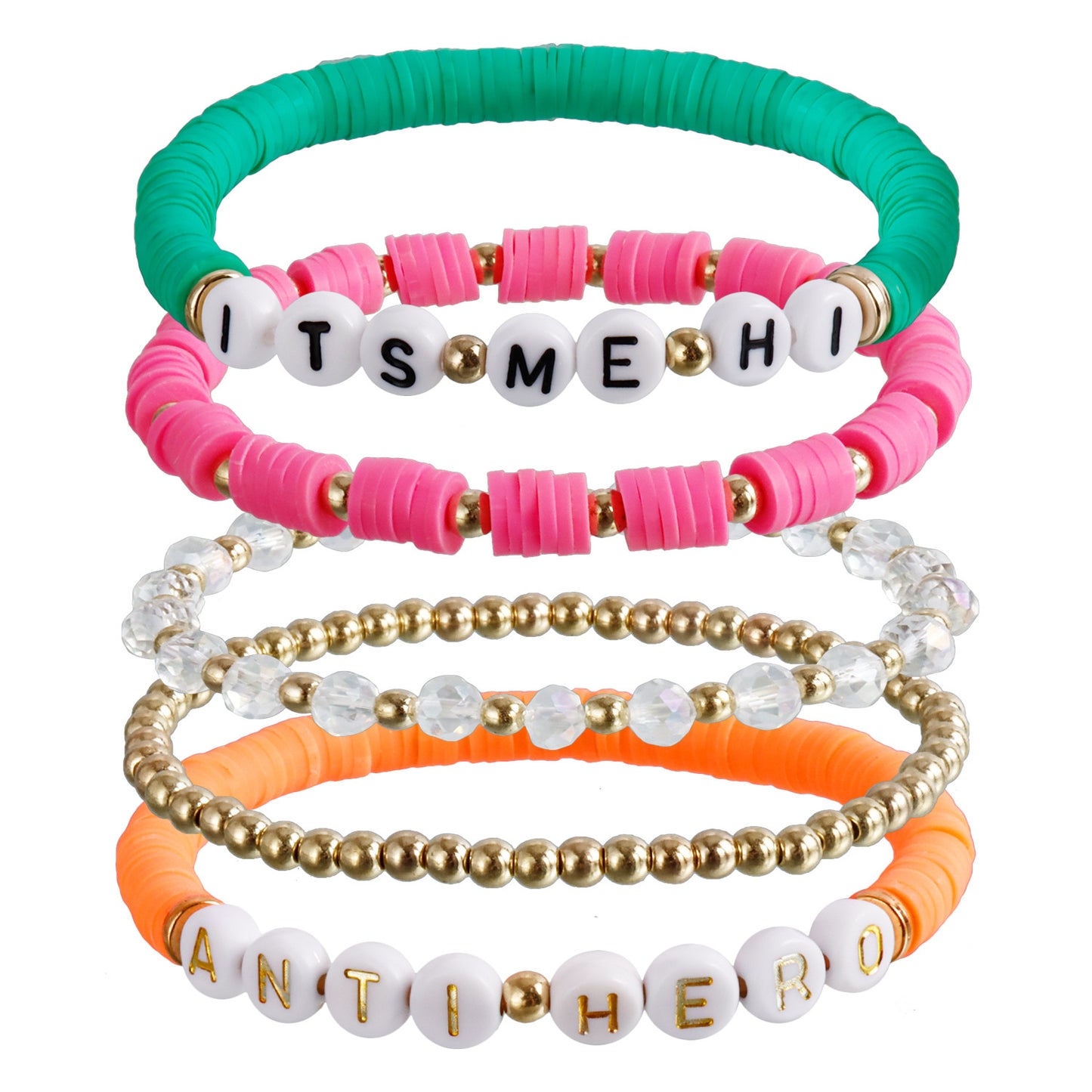 Pulsera de la amistad con abalorios y letras geométricas estilo "Ins" para mujer con acabado chapado