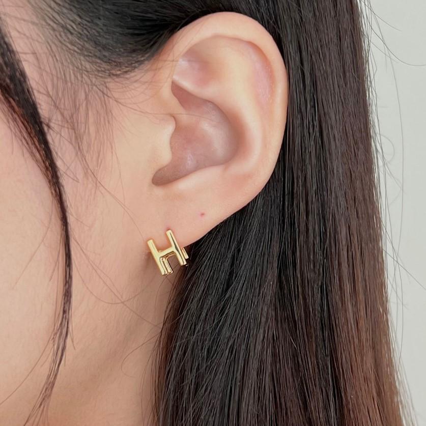 Minimalist Letter Stud Earrings for Women in 925 Sterling Silver with Gold Plating
