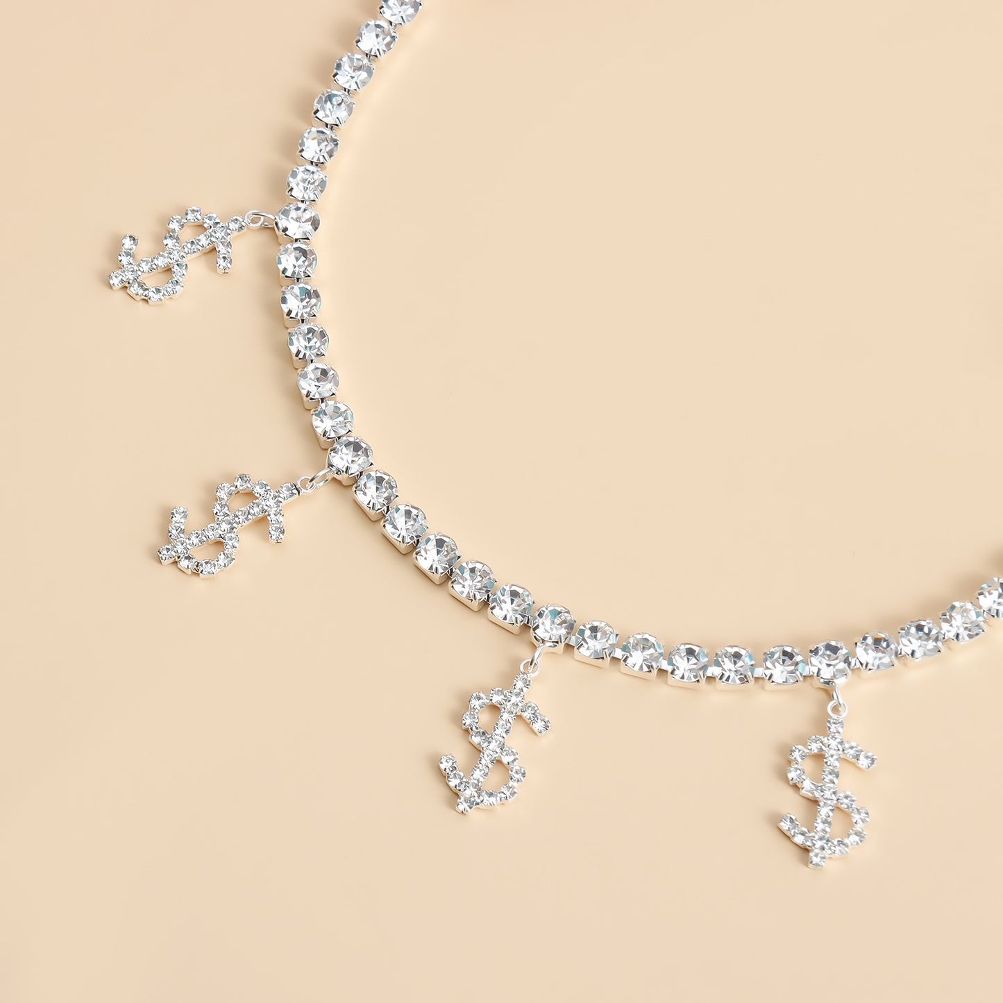 Cavigliera da donna geometrica minimalista in lega con strass
