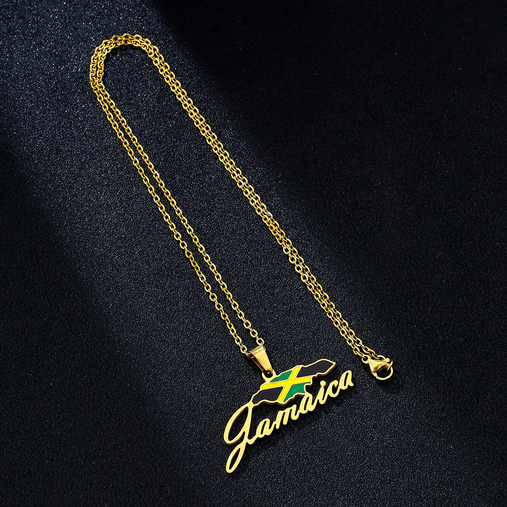 Collana con Ciondolo Vintage Etnico Geometrico e a Forma di Lettera in Acciaio Inossidabile Smaltato per Uomo e Donna da Indossare Ogni Giorno