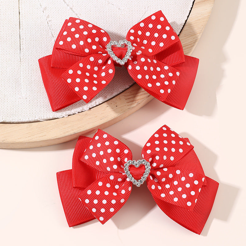 Natural Style Bow-Shaped Hair Clip for Girls with Ruffled and Mesh Details Made of Polyester Duckbill Clip