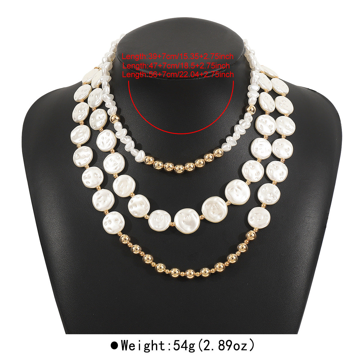 Collar de clavícula de varias capas geométrico de estilo oficina a la moda con colgante de perlas de imitación en cadena de perlas