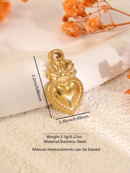 Vintage Heart Stainless Steel Plated Charm Bar Pendant