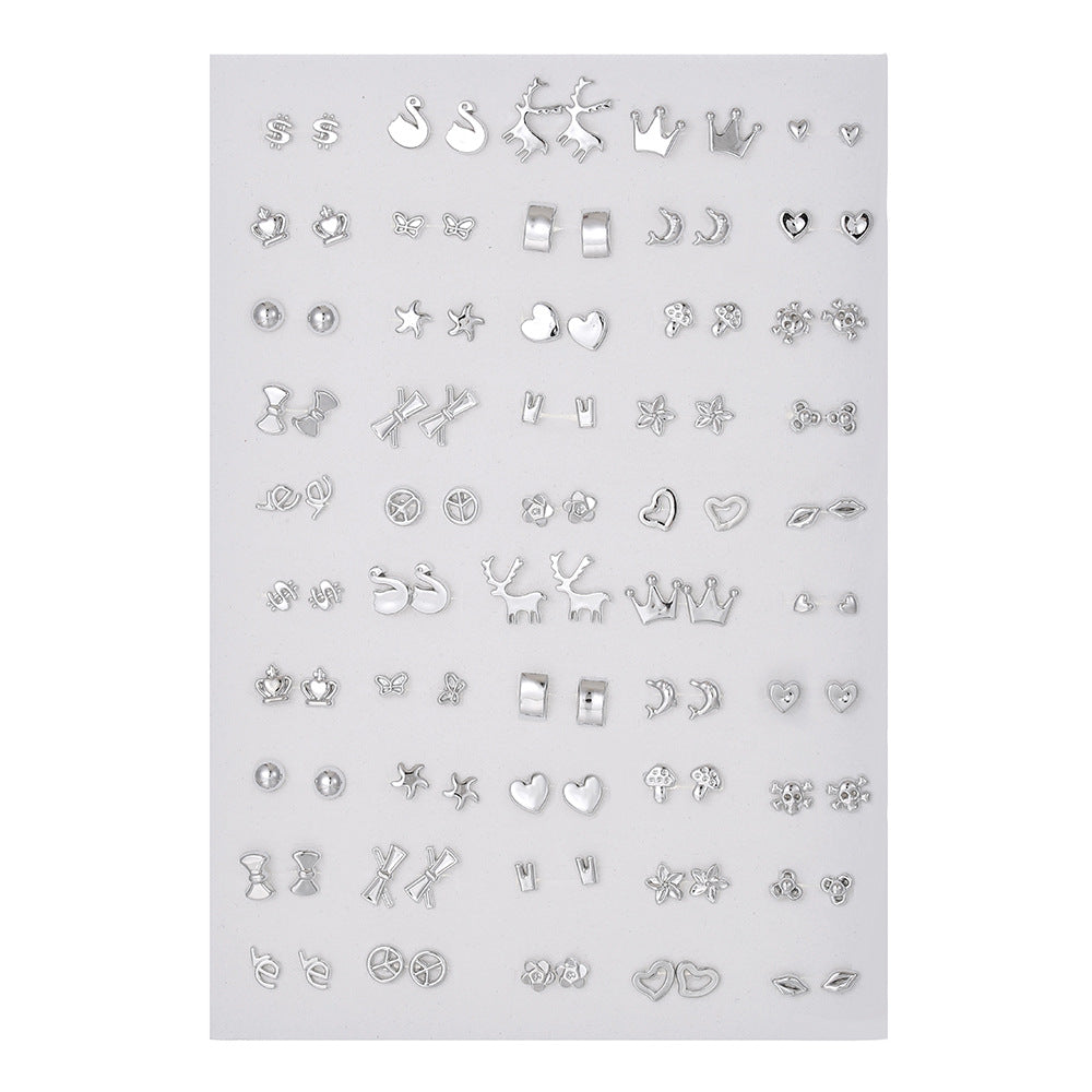 Geometric Round Plated Acrylic Stud Earrings Set for Women