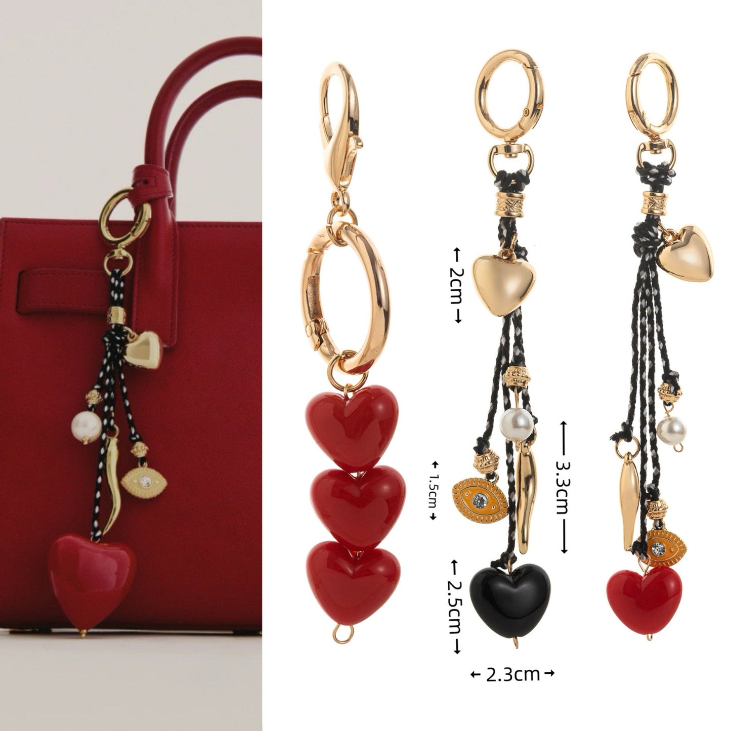 Macaron Color Heart Shape Alloy Plated Chain Bag Strap with Pearl Inlay