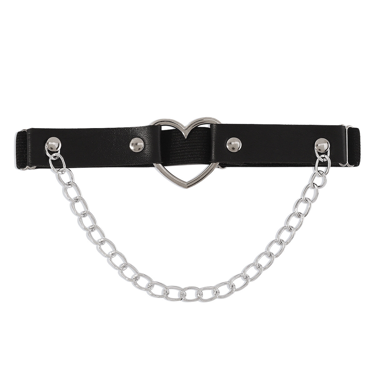Cavigliera in Pelle Geometrica con Dettagli in Lega da Donna Accessorio Moda Gotico e Aggressivo per Discoteca