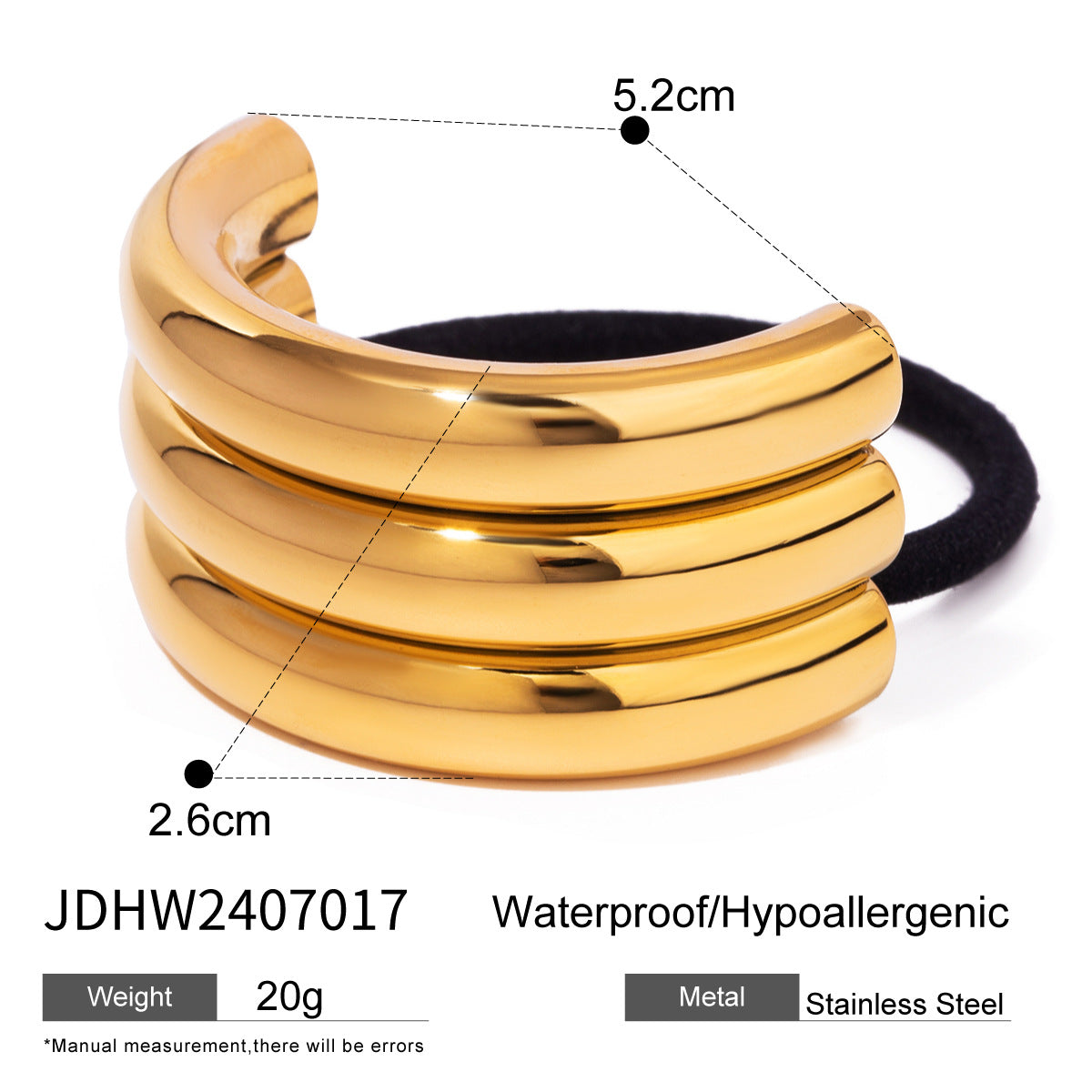 Elegante elastico per capelli a forma di stella in acciaio inossidabile con finitura placcata per la coda di cavallo, alla moda ed elastico
