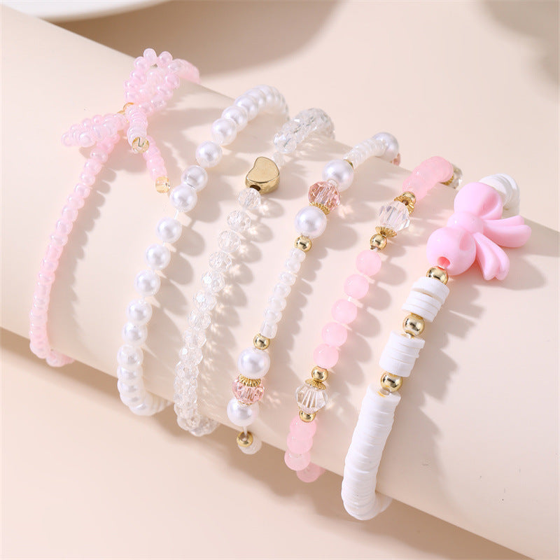Juego de Pulseras Infantiles Hechas a Mano con Dijes de Mariposa y Fresa, Cuentas de Resina y Acentos de Cristal Blanco Estilo Princesa para Niñas de 6 a 10 Años