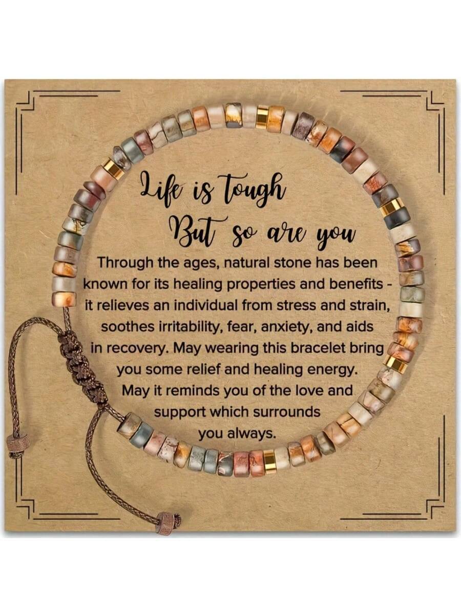 Handmade Adjustable Braided Stone Bead Bracelet Unisex DIY Charm Bar