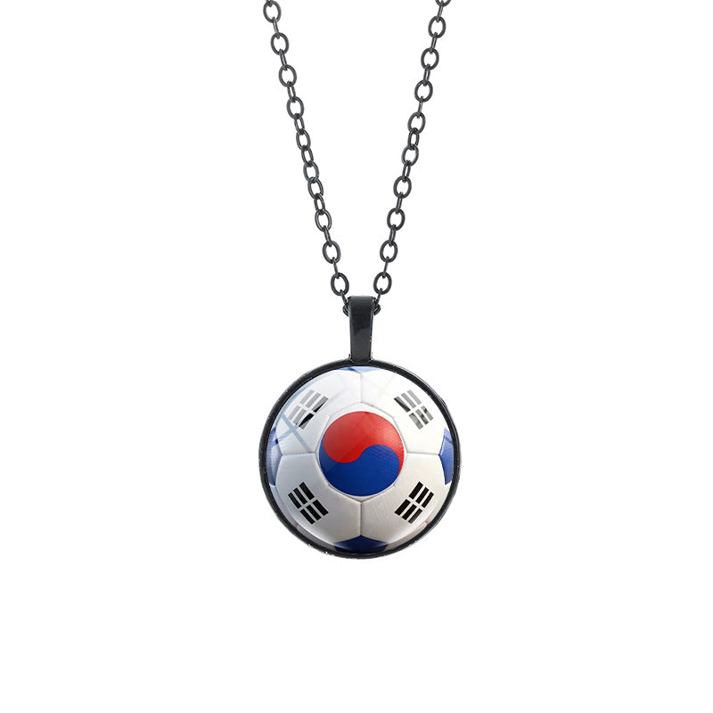 Collana casual in lega placcata con ciondolo in cristallo nero, catena a cavo unisex