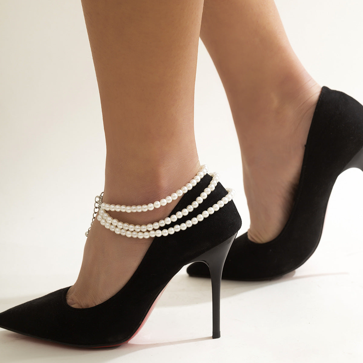 Bohemian Geometric Resin Woven Pearl Multi-layer Tassel Anklet for Women