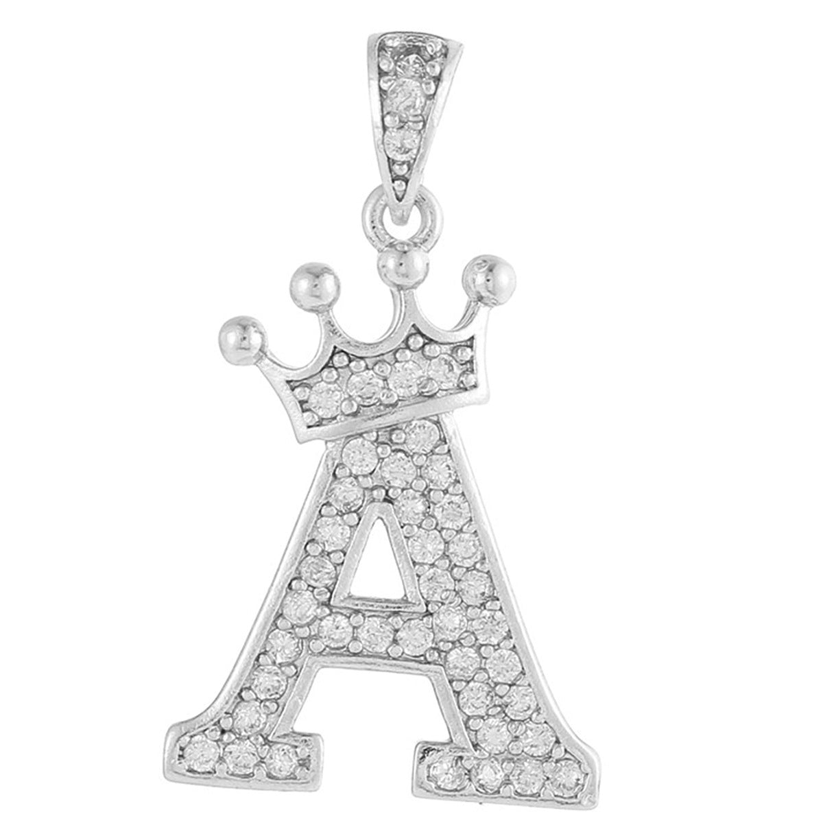 Silver Plated Brass Cubic Zirconia Inlaid Letter Charm Bar for DIY Necklace Bracelet