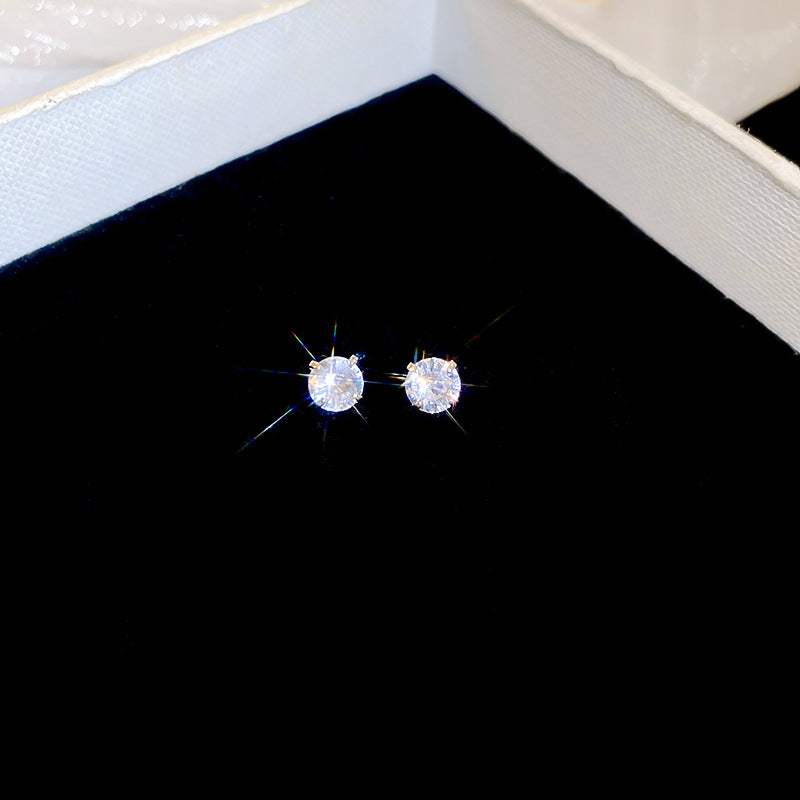 Aretes minimalistas geométricos de circonita para mujer con postes de plata de ley 925