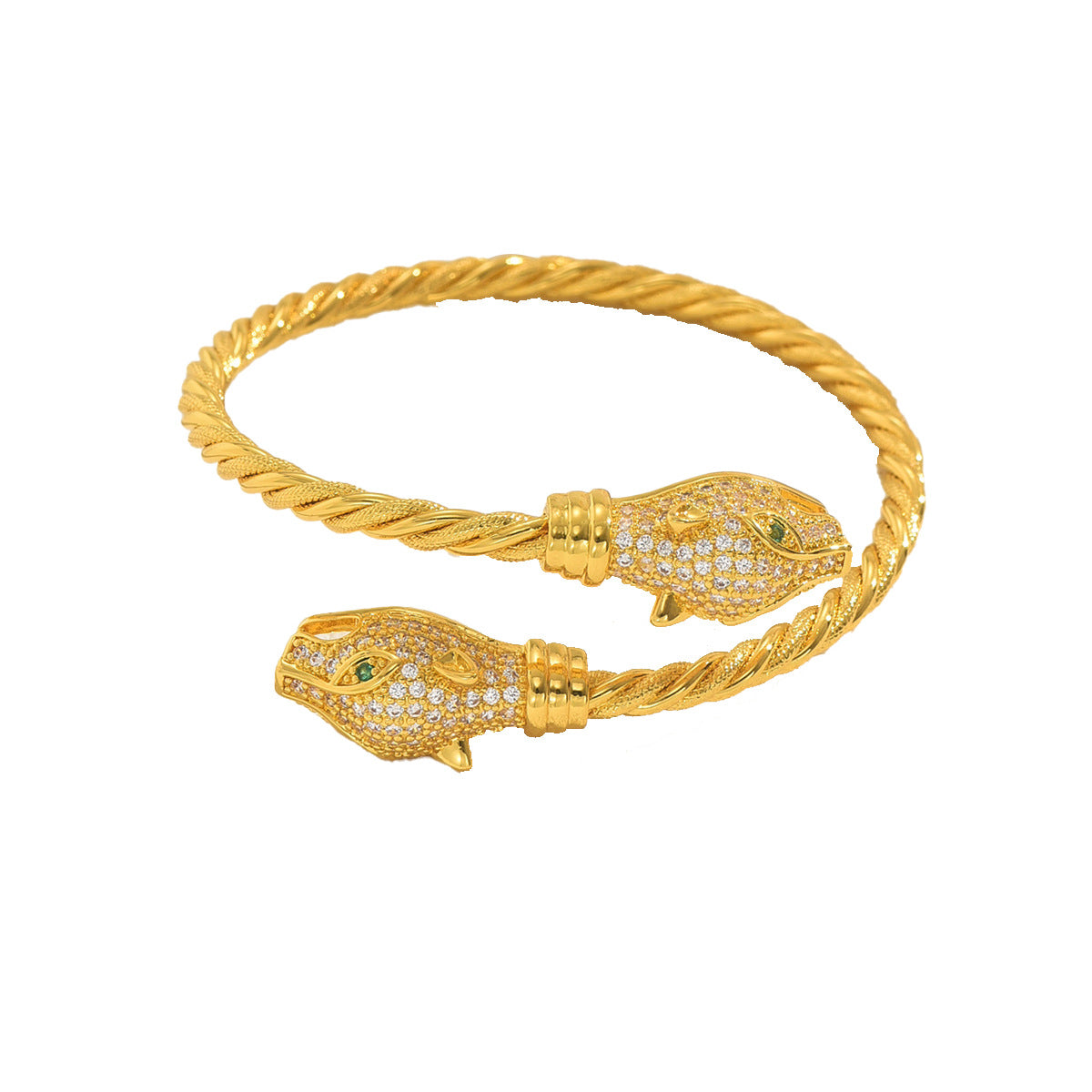 Fashion-Forward Snake-Shaped Copper Alloy Bracelet with Rhinestone Inlay for Women
