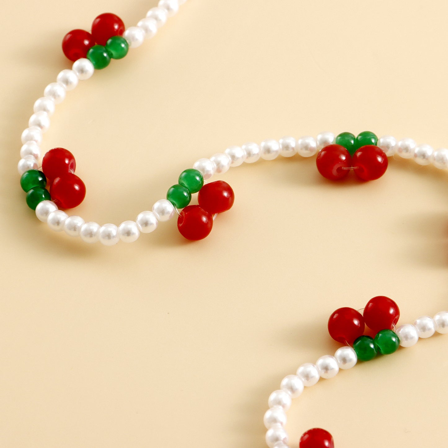 Punk Ethnic Red Cherry Imitation Pearl Beaded Waist Chain for Women