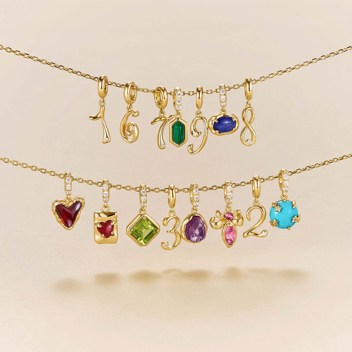 Ciondolo/Charm a Barra in Ottone Vintage Placcato Oro 14K a Forma di Cuore con Zirconi Cubici