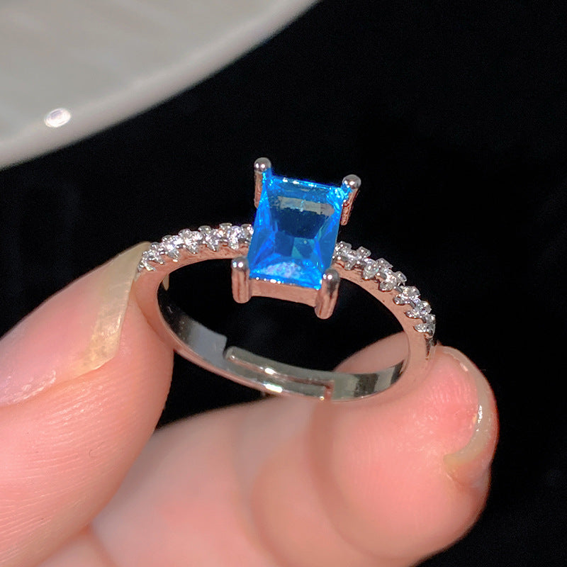 Minimalist Sweet Colorful Crown Flower Bow Teardrop Brass Ring with Cubic Zirconia Inlay for Women
