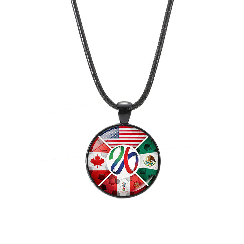 Sporty Geometric Crystal Alloy Pendant Necklace Unisex Casual Leather Cord