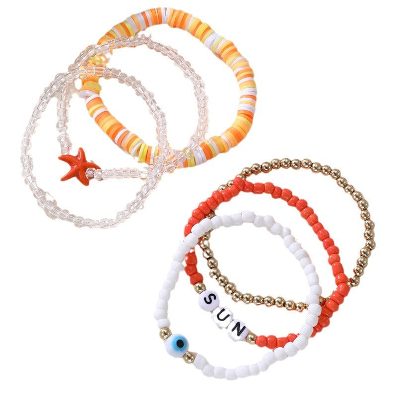 Set braccialetti in resina a forma di stella bohémien a tema oceano e spiaggia per bambine dai 6 ai 10 anni