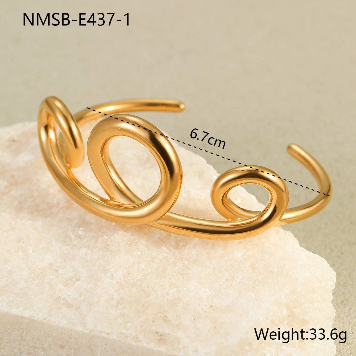 Minimalist Geometric Stainless Steel Bracelet with 18K Gold Plating for Women
