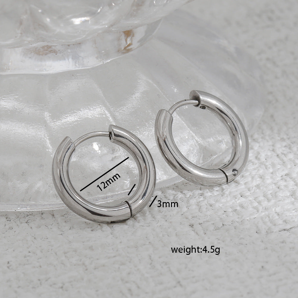 Pendientes de aro minimalistas en forma de U de acero inoxidable con baño para hombres y mujeres