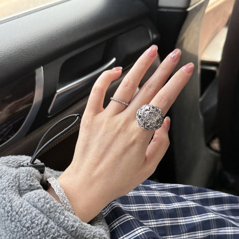 Luxury Elegant Gold Plated Brass Round Star Letter Ring with Full Rhinestones for Women