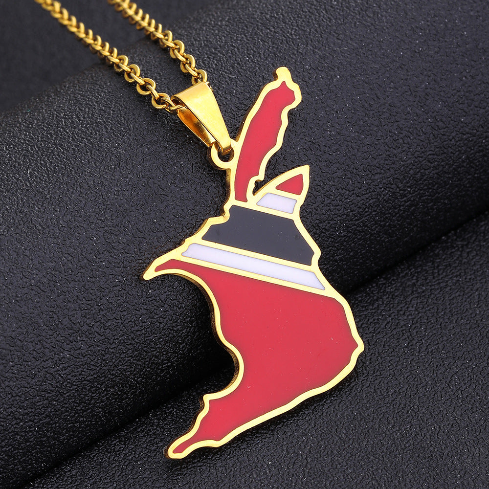 Collar con Colgante Geométrico de Moda de Acero de Titanio con Acabado Esmaltado para Unisex, Estilo Cadena O