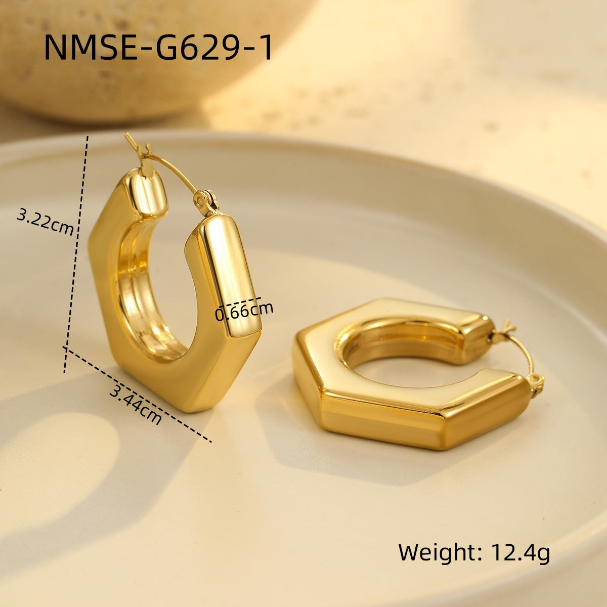 Orecchini da donna in acciaio inossidabile cavi a U in stile vintage con placcatura in oro 18 carati