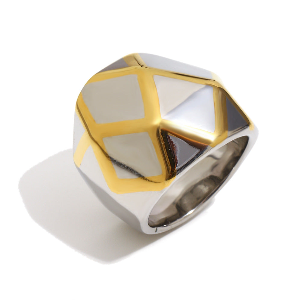 Anello geometrico minimalista da donna in acciaio inossidabile con placcatura in oro 18K