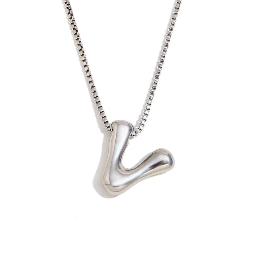Minimalist Fashion Letter Necklace for Women Stainless Steel Pendant with 18K Gold Plating
