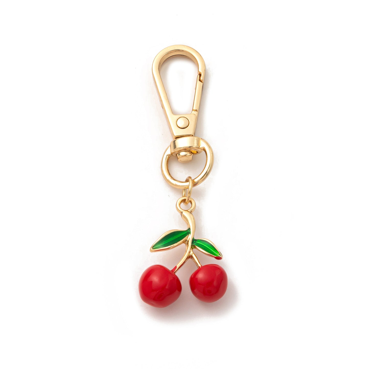 Sweet Gold Plated Brass Cartoon Strawberry Charm Bar Bag Pendant Keychain for Women